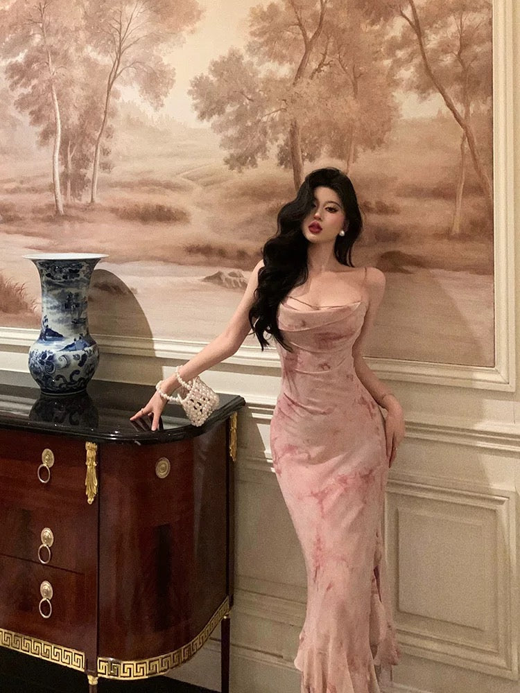 Classy Mermaid Spaghetti Straps Pink Prom Dresses Birthday Outfits Evening Gown