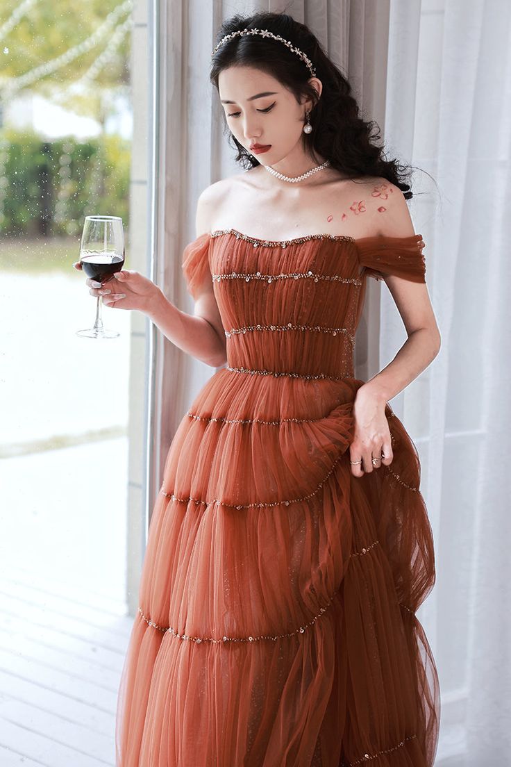 Princess Off The Shoulder Beaded Sequins A Line Long Formal Prom Dress Tulle Ball Gown Party Dress