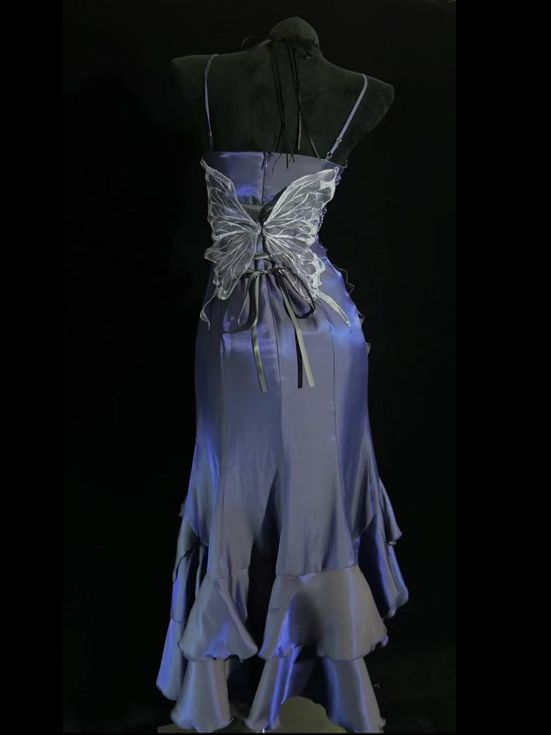 Vintage Purple Ruffles Mermaid Evening Dress,Prom Dress