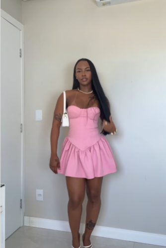 Cute Sweetheart Neck Pink Satin A Line Short Cocktail Dress Formal 8th Grade Homecoming Dress