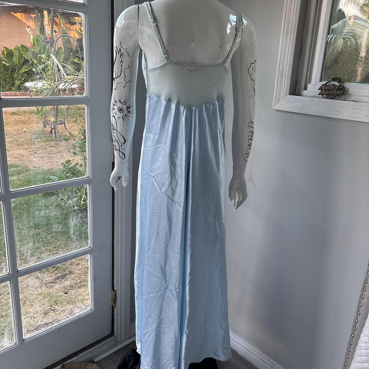 A line Spaghetti Straps Light Sky Blue Lace Long Prom Dresses Evening Dress
