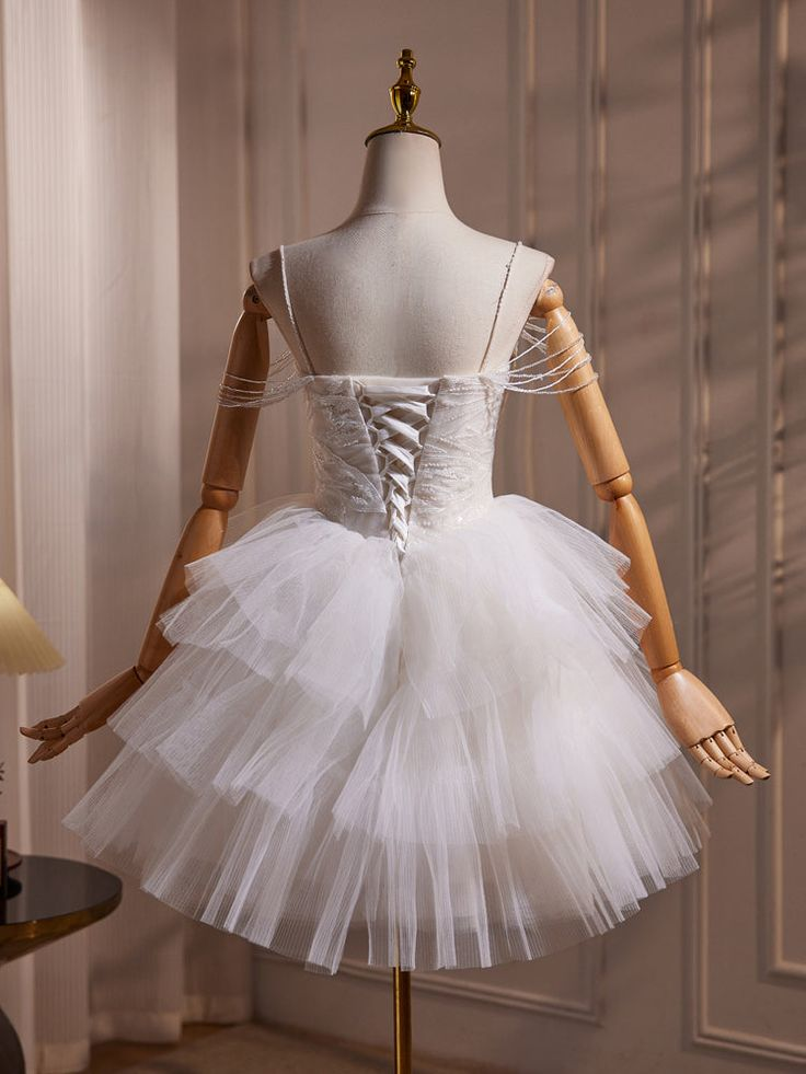 Charming White Spaghetti Straps Sweetheart Neck Homecoming Dress Short Birthday Party Dress