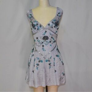 Vintage V Neck Gray Chiffon Sequin Beaded Formal 8th Grade Homecoming Dress 18th Birthday Outfits