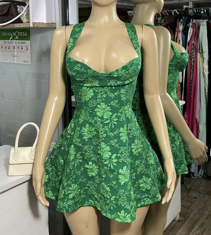 Vintage Green Straps Satin Print Floral A Line Homecoming Dress Sexy Backless Cocktail Dress
