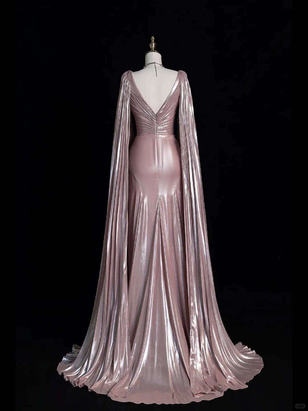 Luxury A-line Evening Prom Dress Long Sleeve V-neck Shiny Custom Made Party Gowns