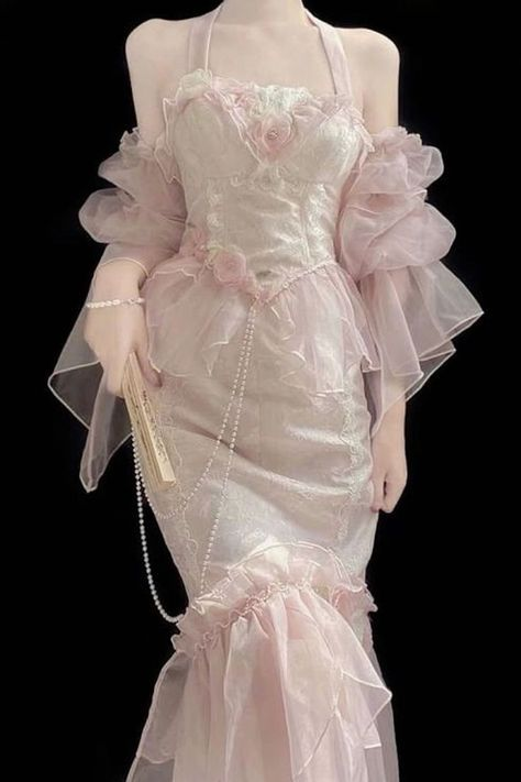 Pink Mermaid Long Prom Party Dress Sweet Evening Dress
