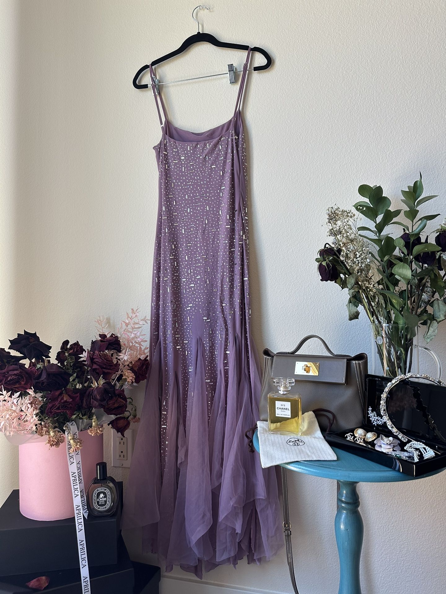 Elegant Purple Mermaid Off-shoulder Strap Sequin Chiffon Long Prom Dress Evening Dress