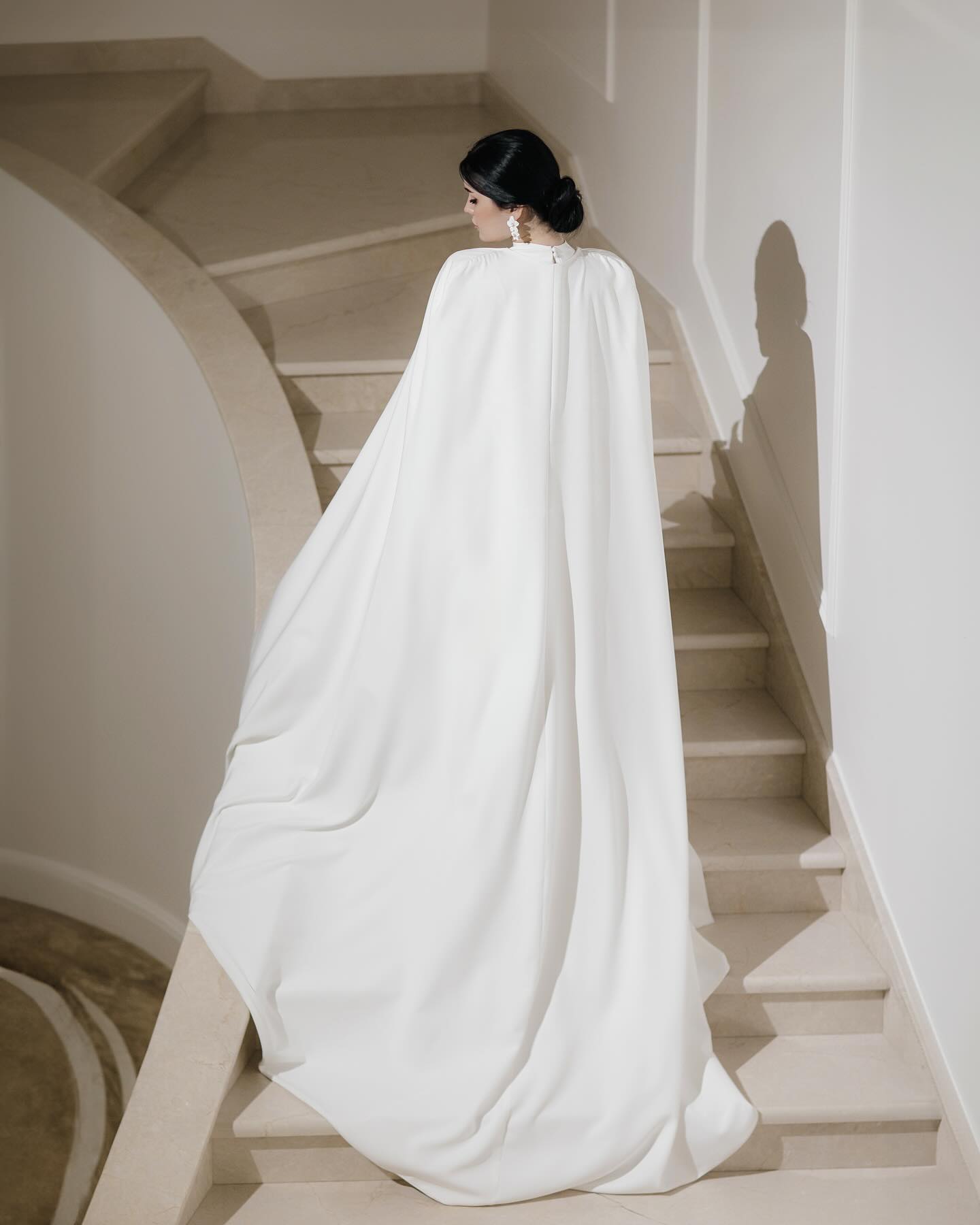 Sophisticated Muslim Wedding Dress Crepe Modest Long Sleeve Simple