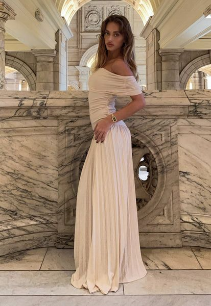 Elegant Strapless Long Prom Dress Oatmeal A Line Party Dress Prom Dress