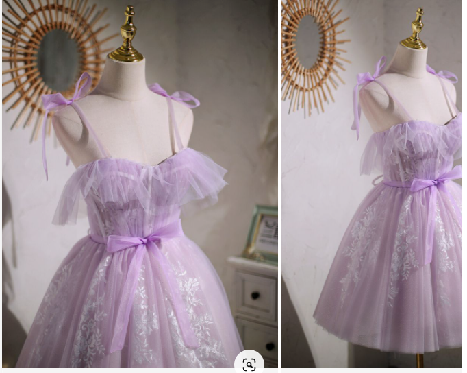 Sweet Purple A-line Short Party Dress with Ribbon