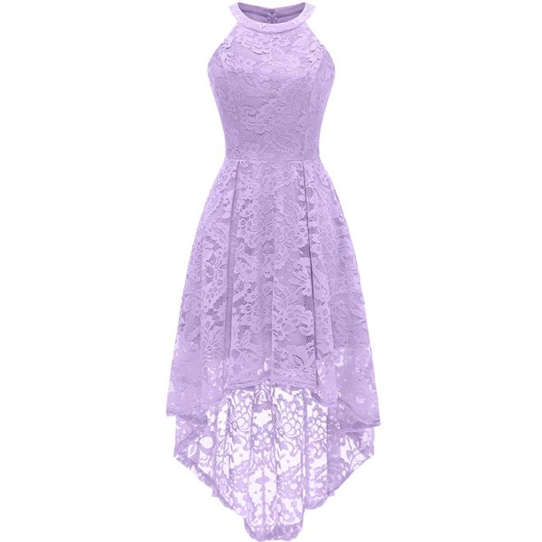 Women's Halter Hi-Lo Floral Christmas Lace Party Dresses