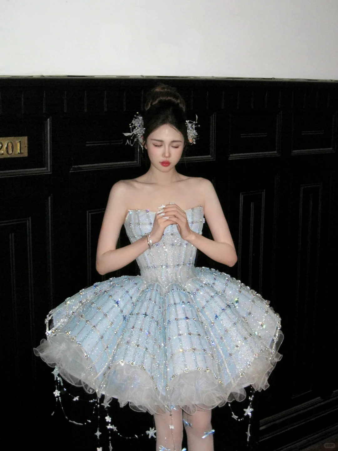 Glitter Blue Strapless Tulle Sequin Beaded A Line Short Homecoming Dress 18th Princess Birthday Outfits