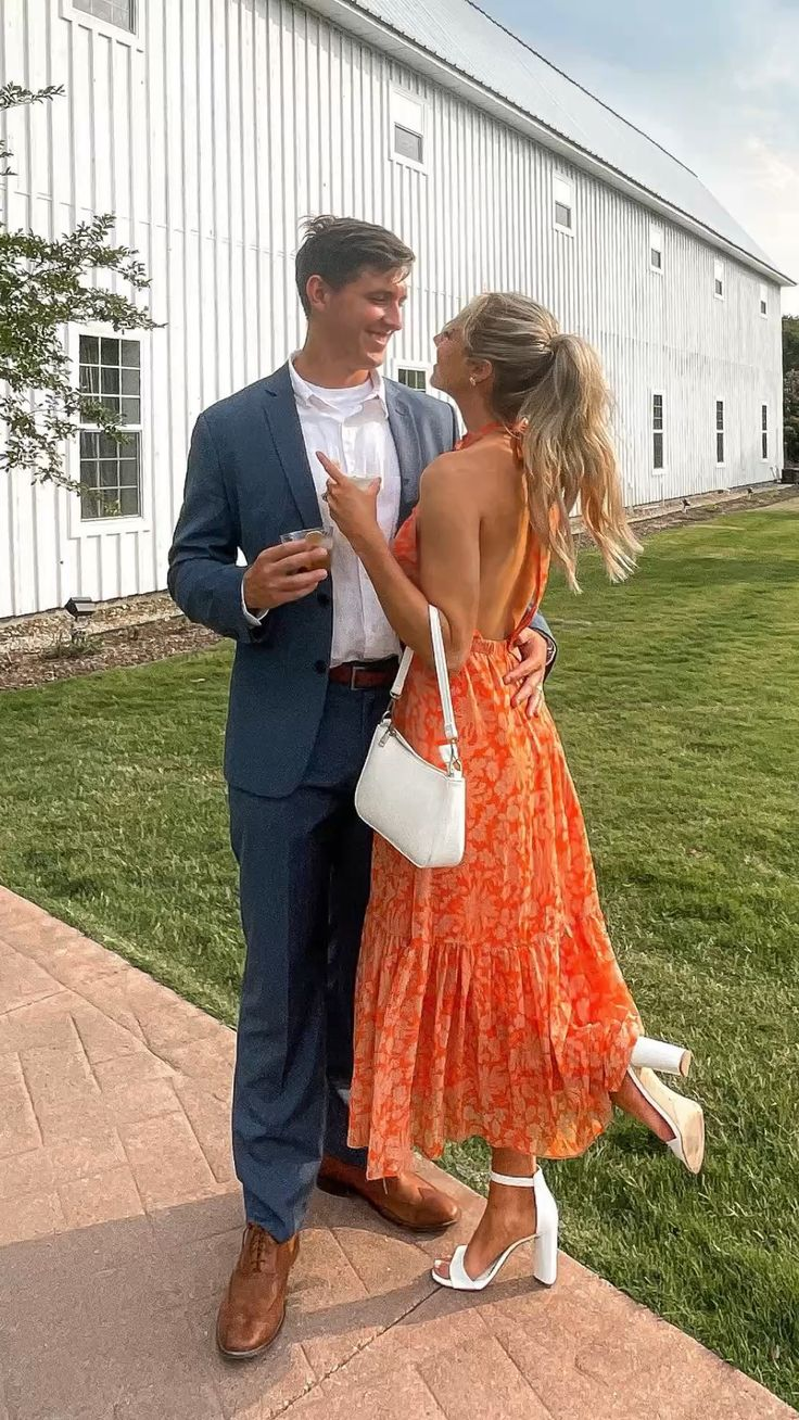 Orange A-line Backless Print Party Dress,Summer Dress