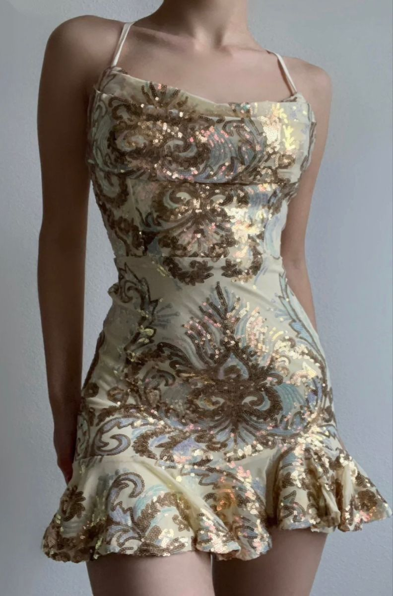 Gorgeous Gold Halter Satin Sequin Sheath Short Graduation homecoming Dress Cocktail Dress