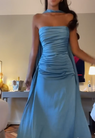 Chic Blue Long Prom Dress,Blue Evening Dress