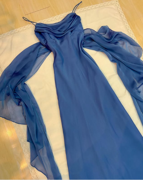 Simple Navy Blue Chiffon A Line Prom Dress,Long Party Evening Gown