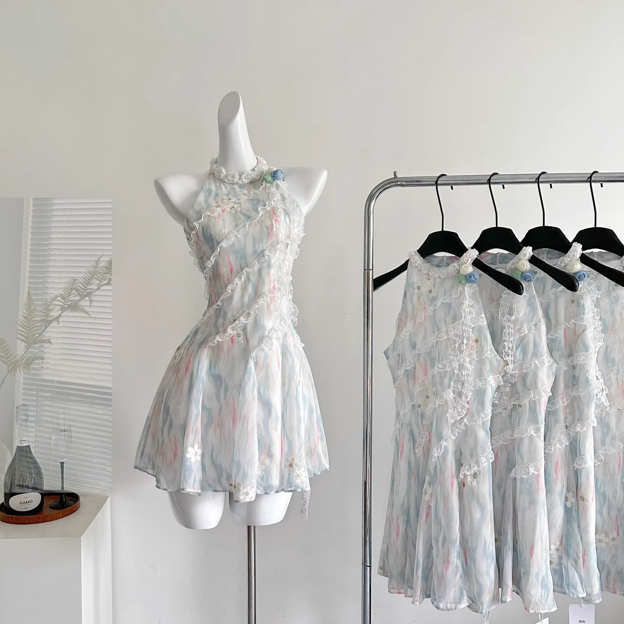 Jasmine Green Summer Sweet Slim Waist Design Short Dress