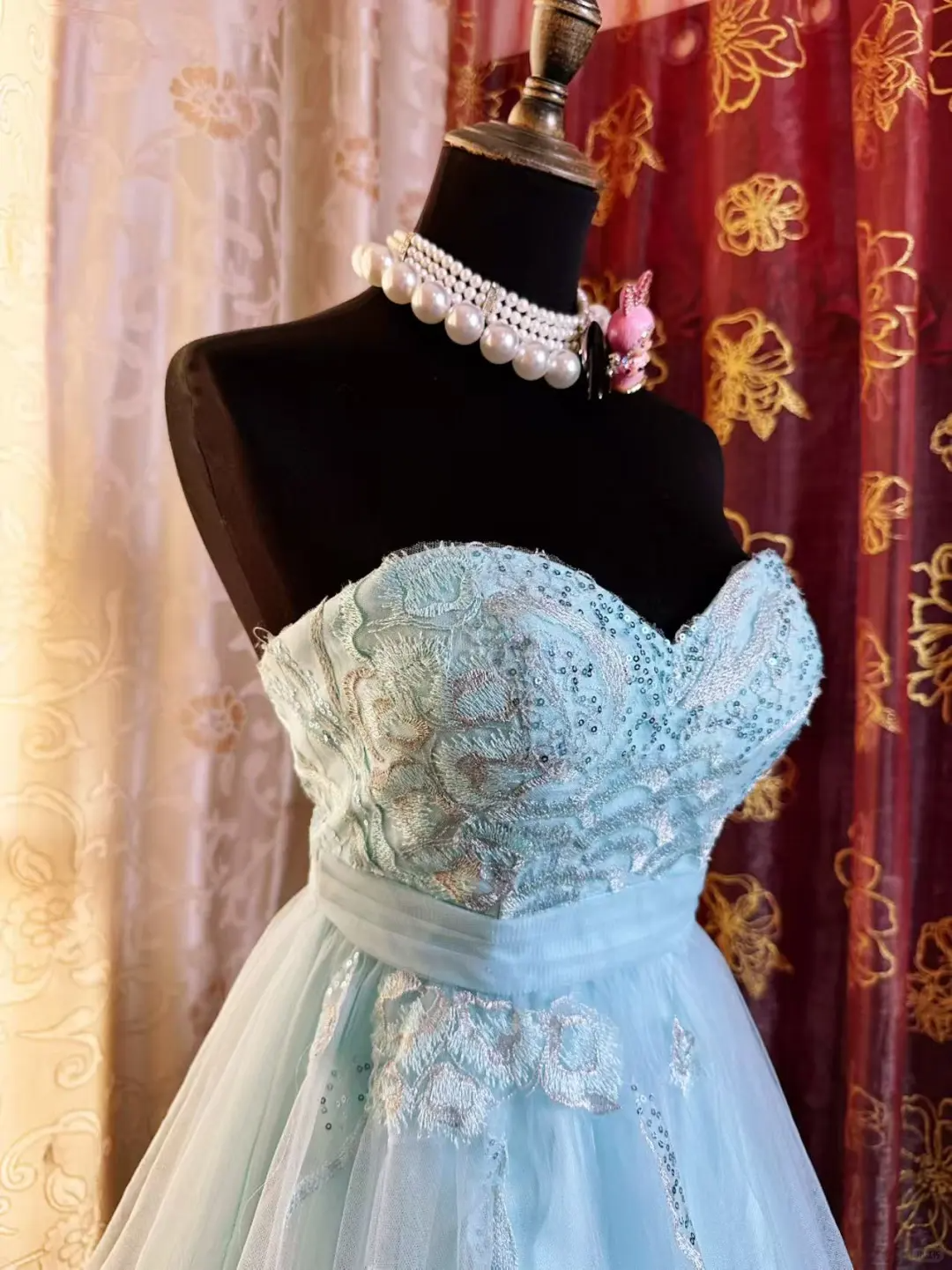 Cute Strapless Light Blue Tulle Appliques A Line Short Graduation Homecoming Dress 20th Birthday Outfits