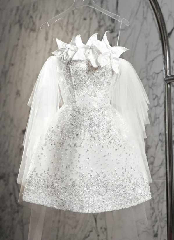 Sweet Tulle Sequin Beaded Short Birthday Dress White A Line Homecoming Dress
