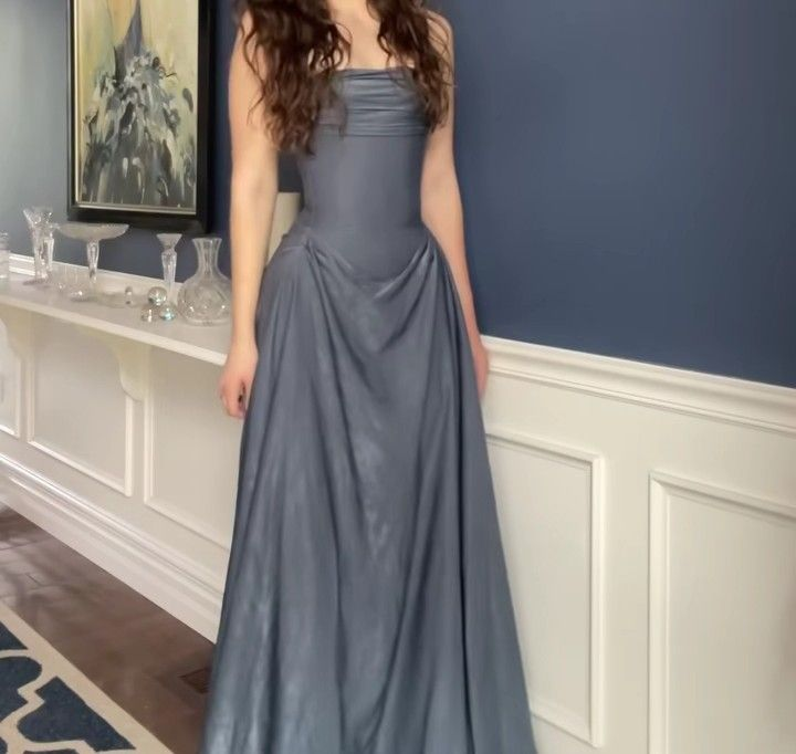 Fashion Strapless Satin Pleated Mermaid Long Prom Dress Birthday Party Dress