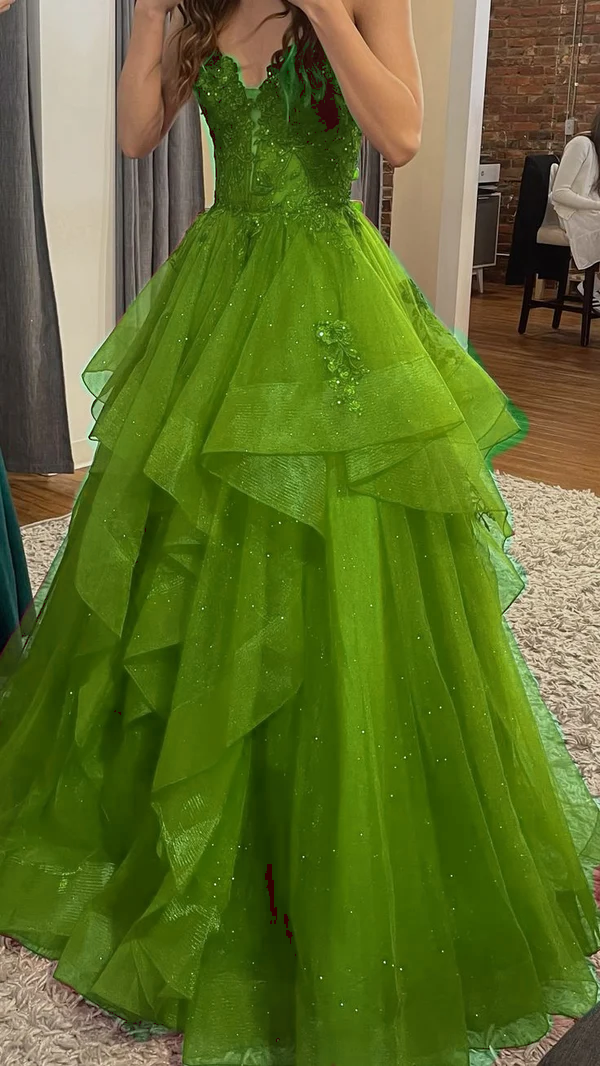 Burgundy Shinny Tulle A-Line Long Prom Dress Evening Party Dresses