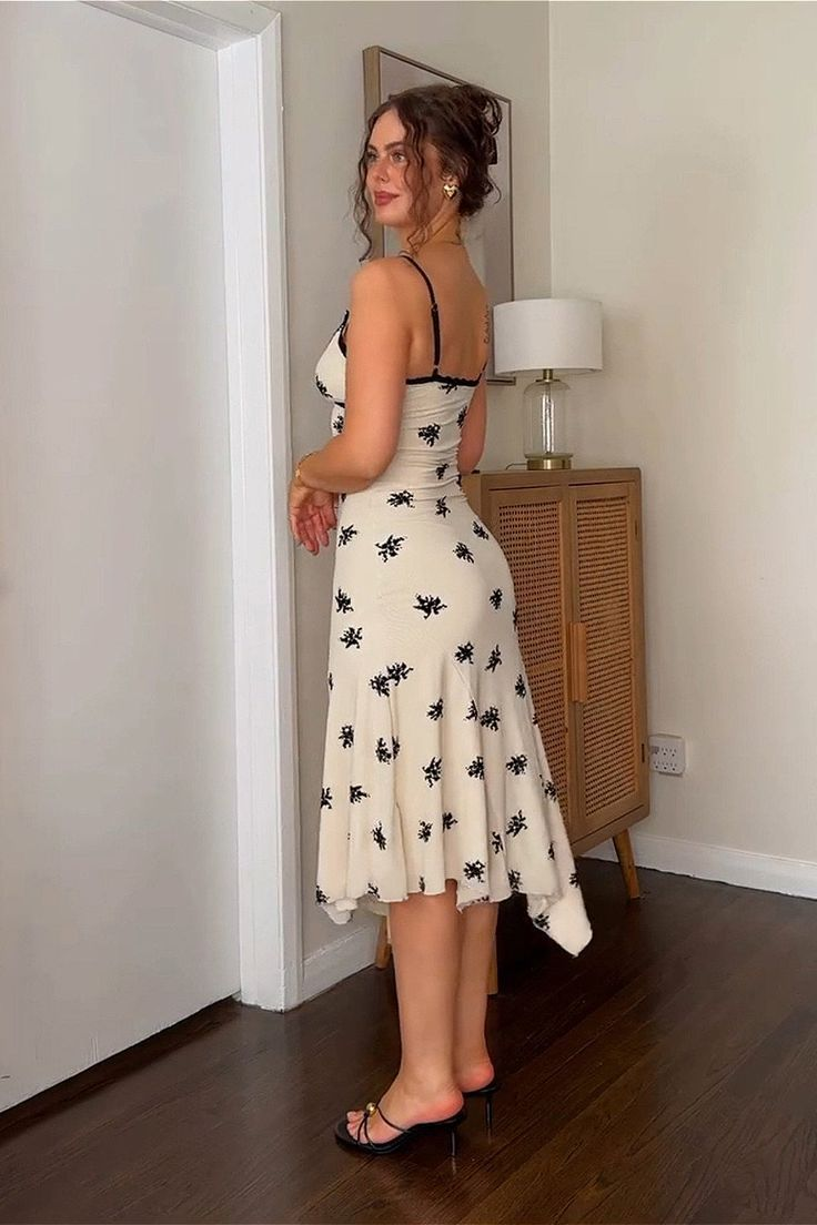 Elegant Lace Asymmetrical Slim Cami Floral Prom Dress