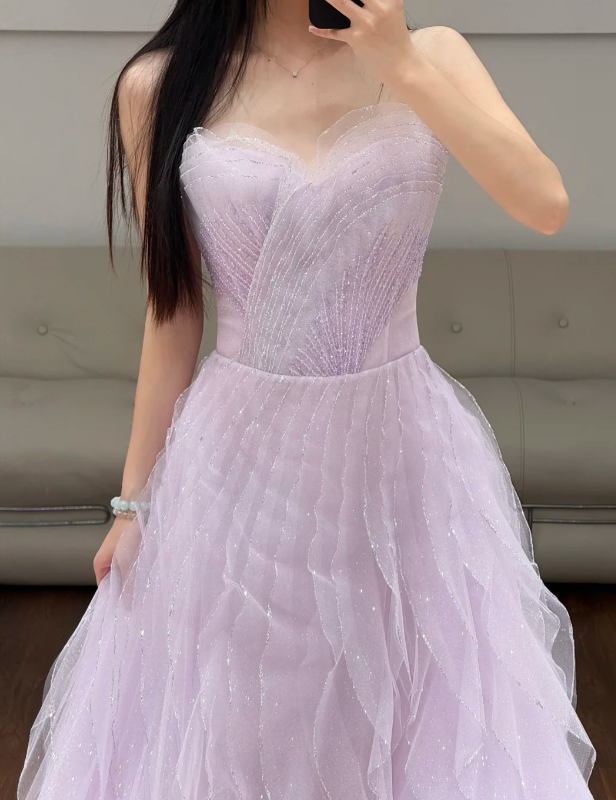 Lilac Tulle Prom Party Dress Evening Dress 19th Birthday Dress