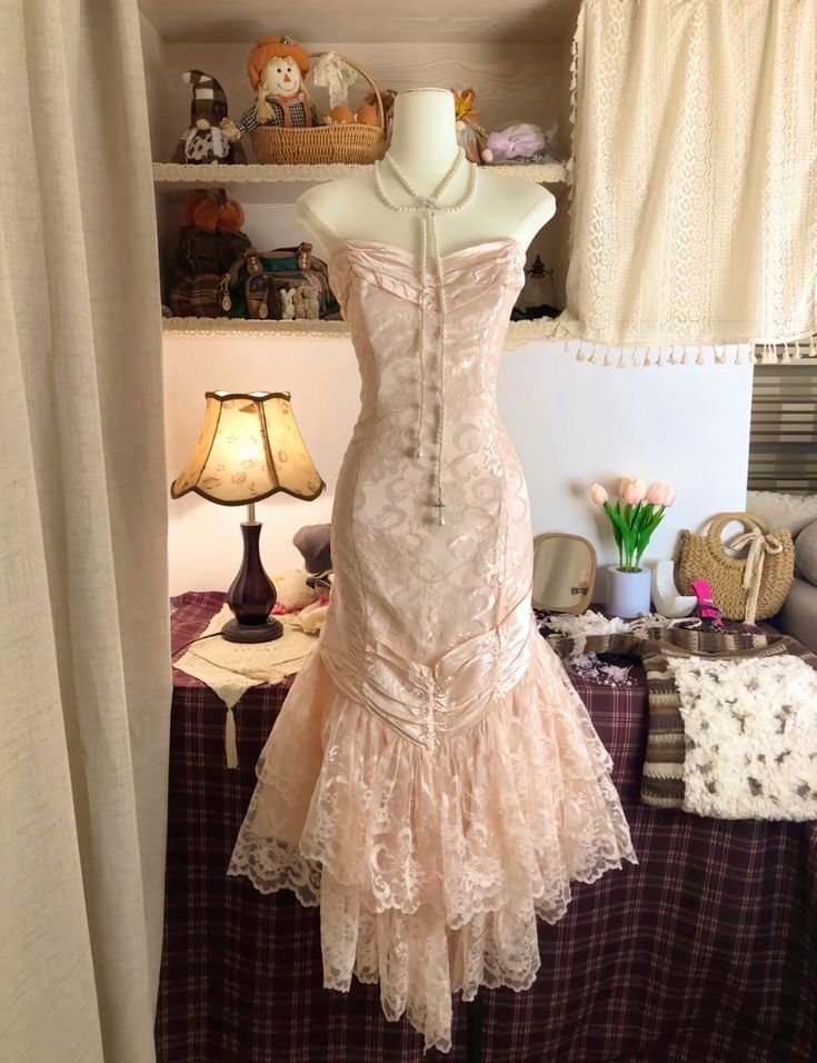Pink Mermaid Lace Prom Dress 17th Birthday Outfit Evening Party Dress