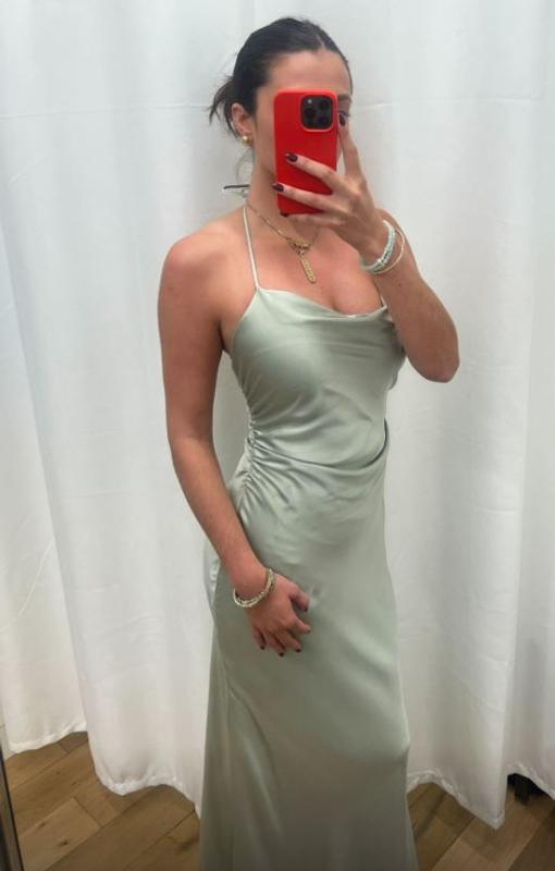 Simple Green Satin Sleeveless Long Prom Dress Formal Party Evening Dress