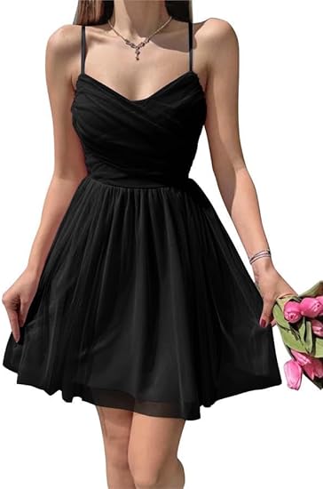 Vintage A line Straps Black Birthday Outfits Homecoming Dress
