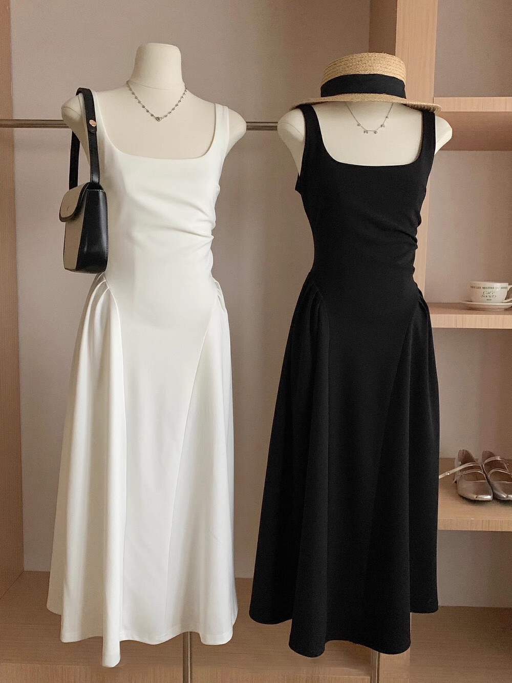 Simple A Line Straps Long Black Women's Holiday Dresses