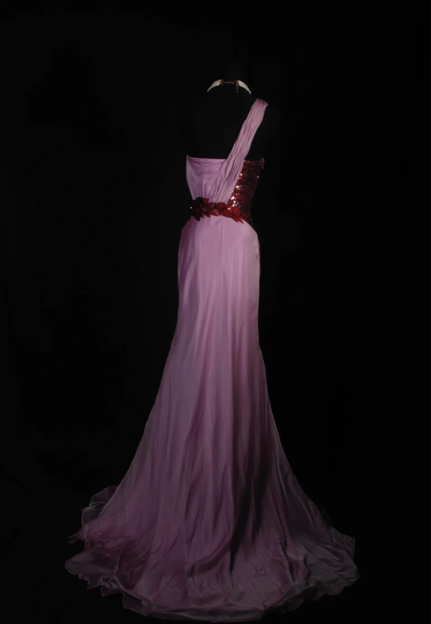 Pretty One Shoulder Chiffon Satin Mermaid Long Wedding Guest Dress Formal Birthday Party Dress With Appliques