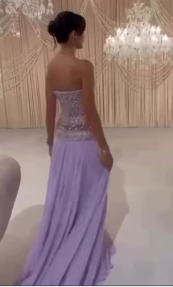 Lilac Strapless Long Prom Dresses Party Dress 20th Birthday Outfits