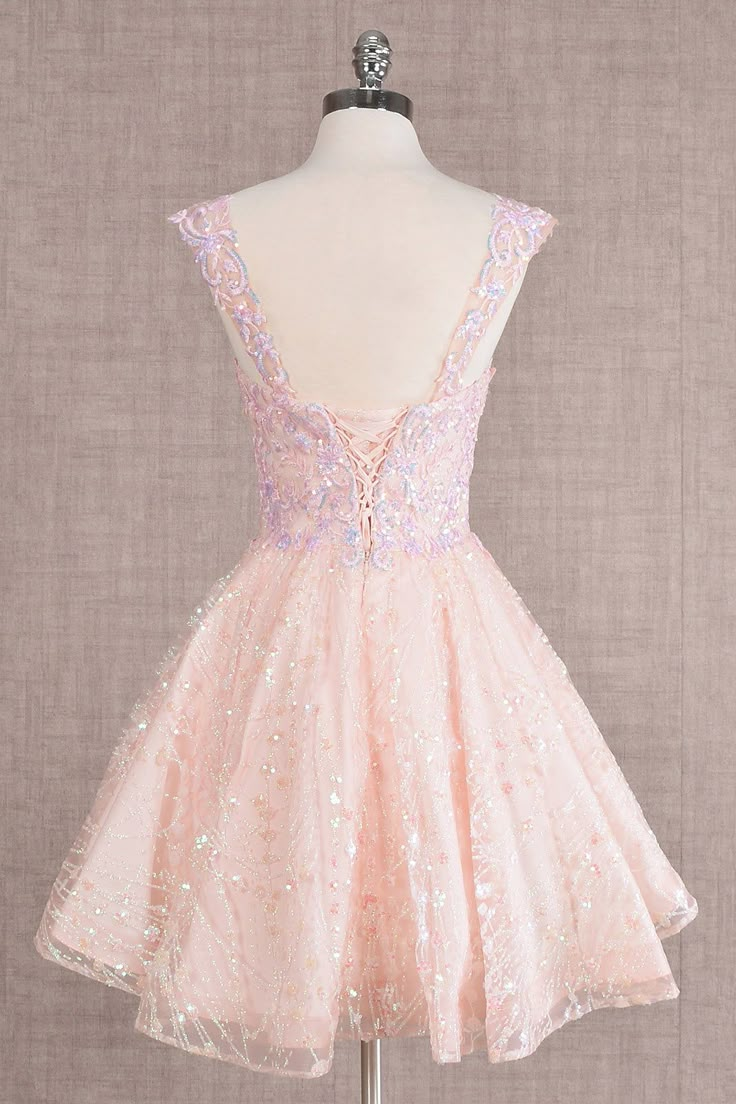Pretty Pink Tulle Lace Butterfly Applique A Line Short Birthday Outfits Formal Homecoming Dress