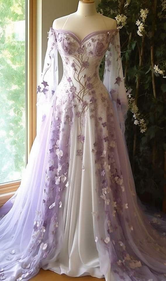 Pretty Lilac Ball Gown Off The Shoulder Tulle Appliques Quinceanera Dress