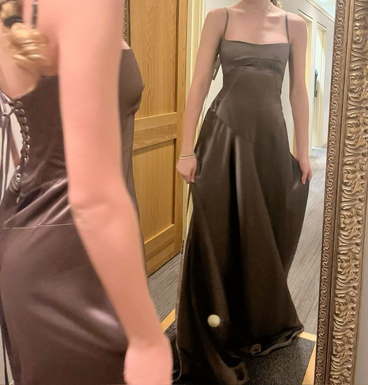 Simple Spaghetti Straps Long A Line Satin Prom Dress New Arrive Party Evening Dress