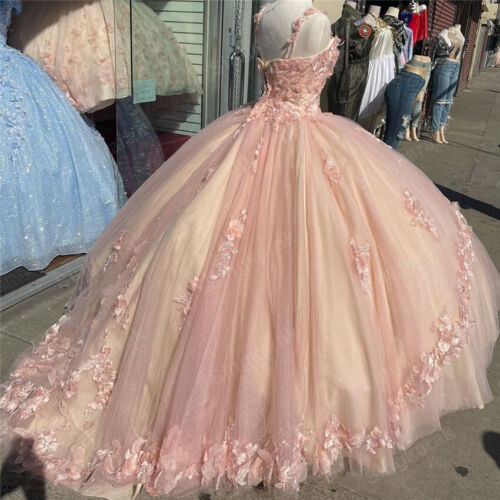 A-line Straps Ball Gown With Appliques Sweet 16 Dress Princess Quinceanera Dresses Lace Appliques Sweet 15 Party Prom Ball Gowns