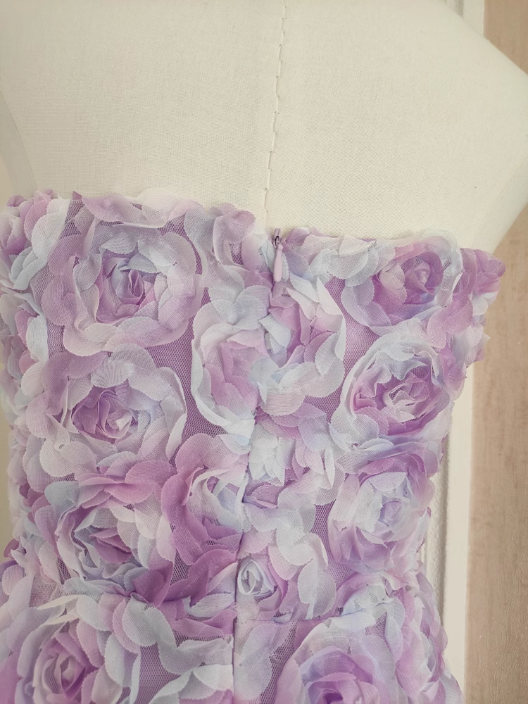 Sexy A Line Sweetheart Lilac Lace Vacation Dresses Short Floral Birthday Outfits