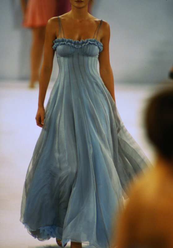 Vintage Blue Tulle A Line Party Gown,Spaghetti Straps Prom Evening Dress