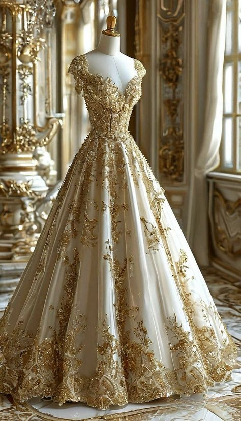 Gorgeous Gold satin Appliques Ball Gown,A Line Formal Prom Dress