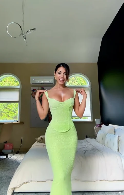 Stunning Two Piece Sheath Straps Green Lace Prom Dress Evening Dress