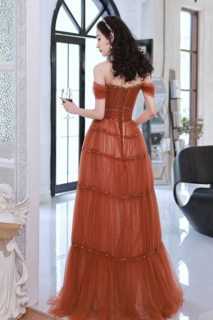 Princess Off The Shoulder Beaded Sequins A Line Long Formal Prom Dress Tulle Ball Gown Party Dress