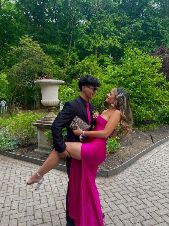Elegant Sexy Sheath Prom Dress With Slit,Formal Gown