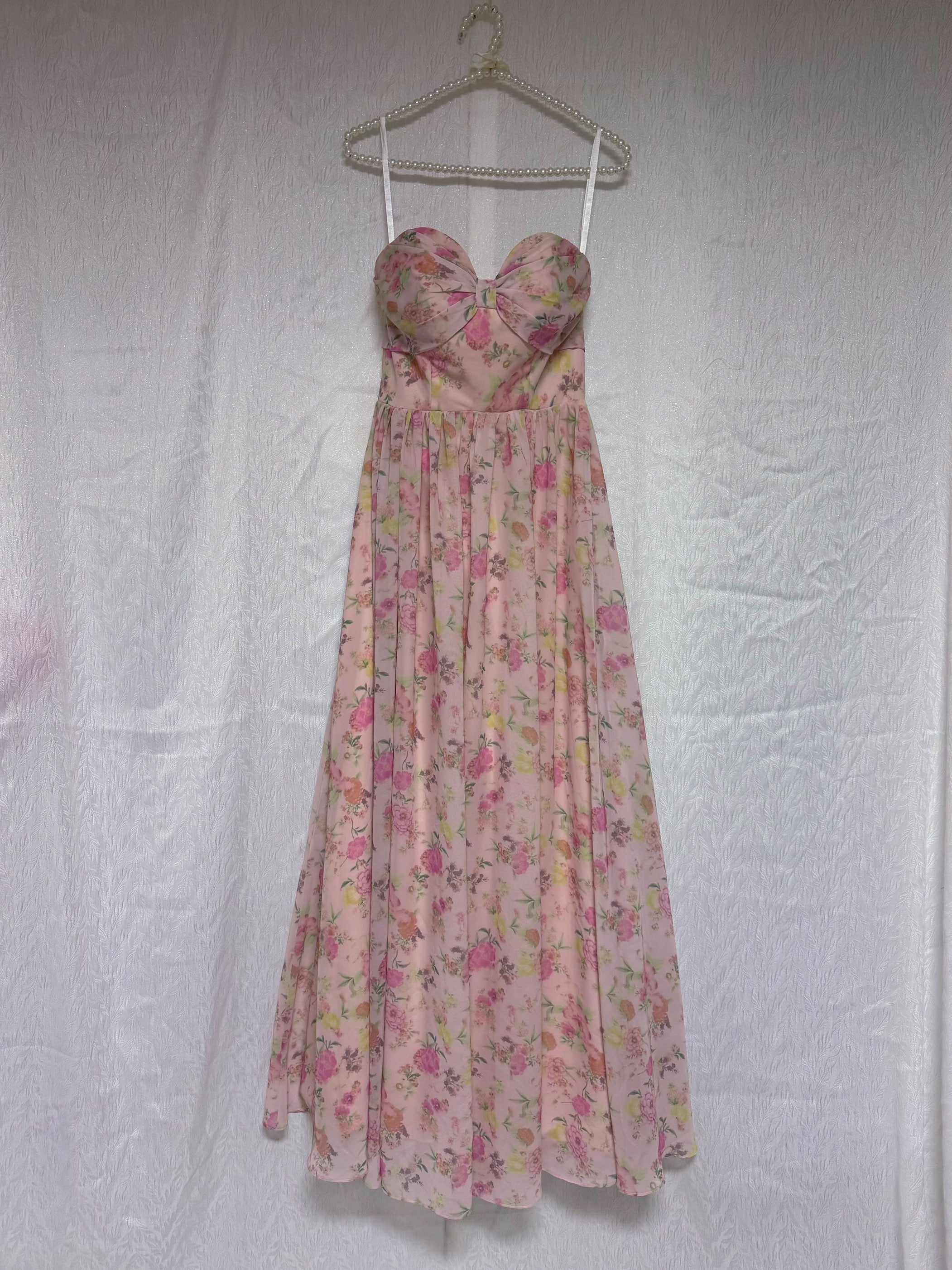 Chiffon Flora Prom Party Dress Sweetheart Neck Evening Dress