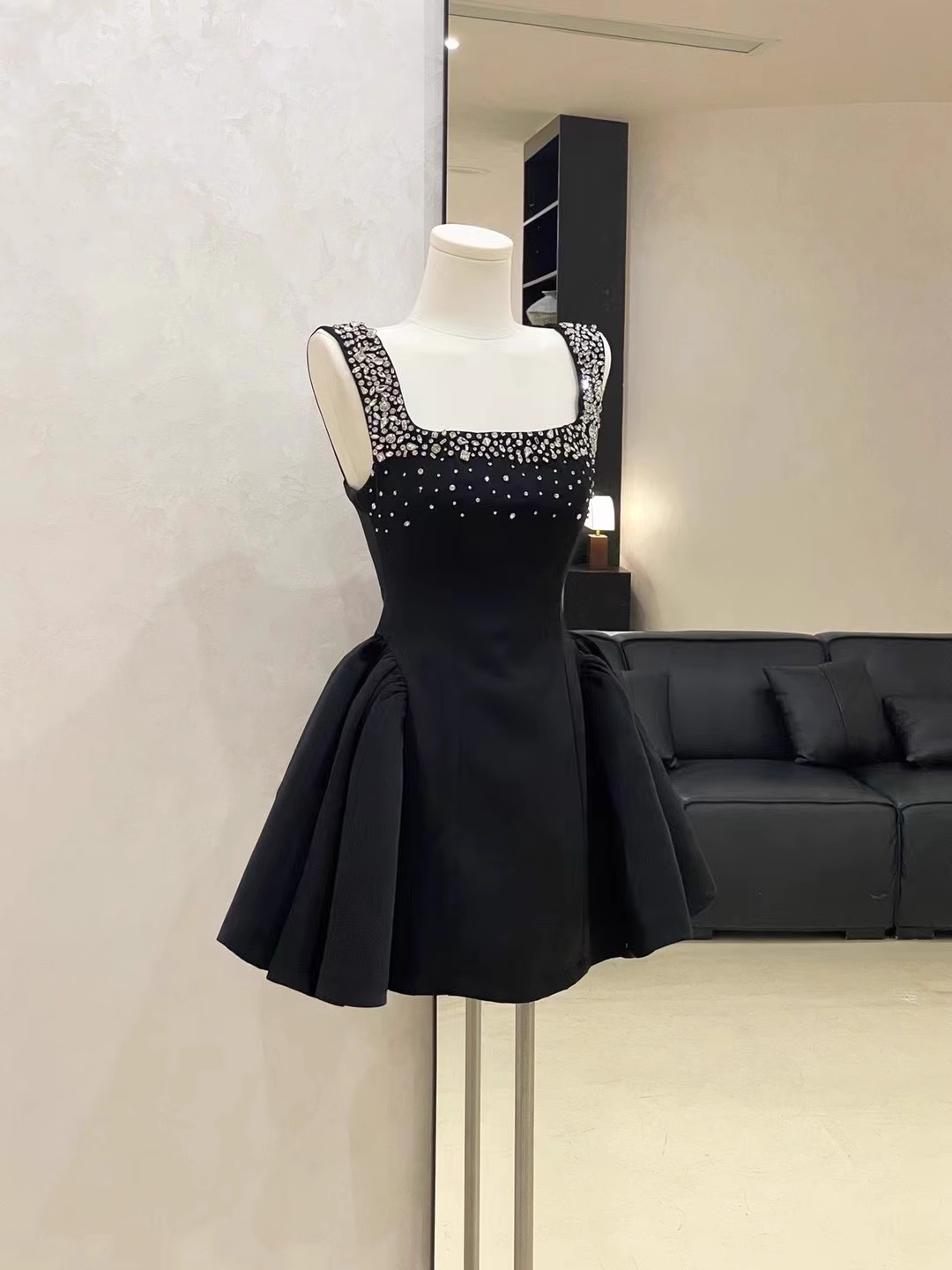 Sexy White Satin Beaded Square Neck A Line Birthday Outfits Vacation Dress
