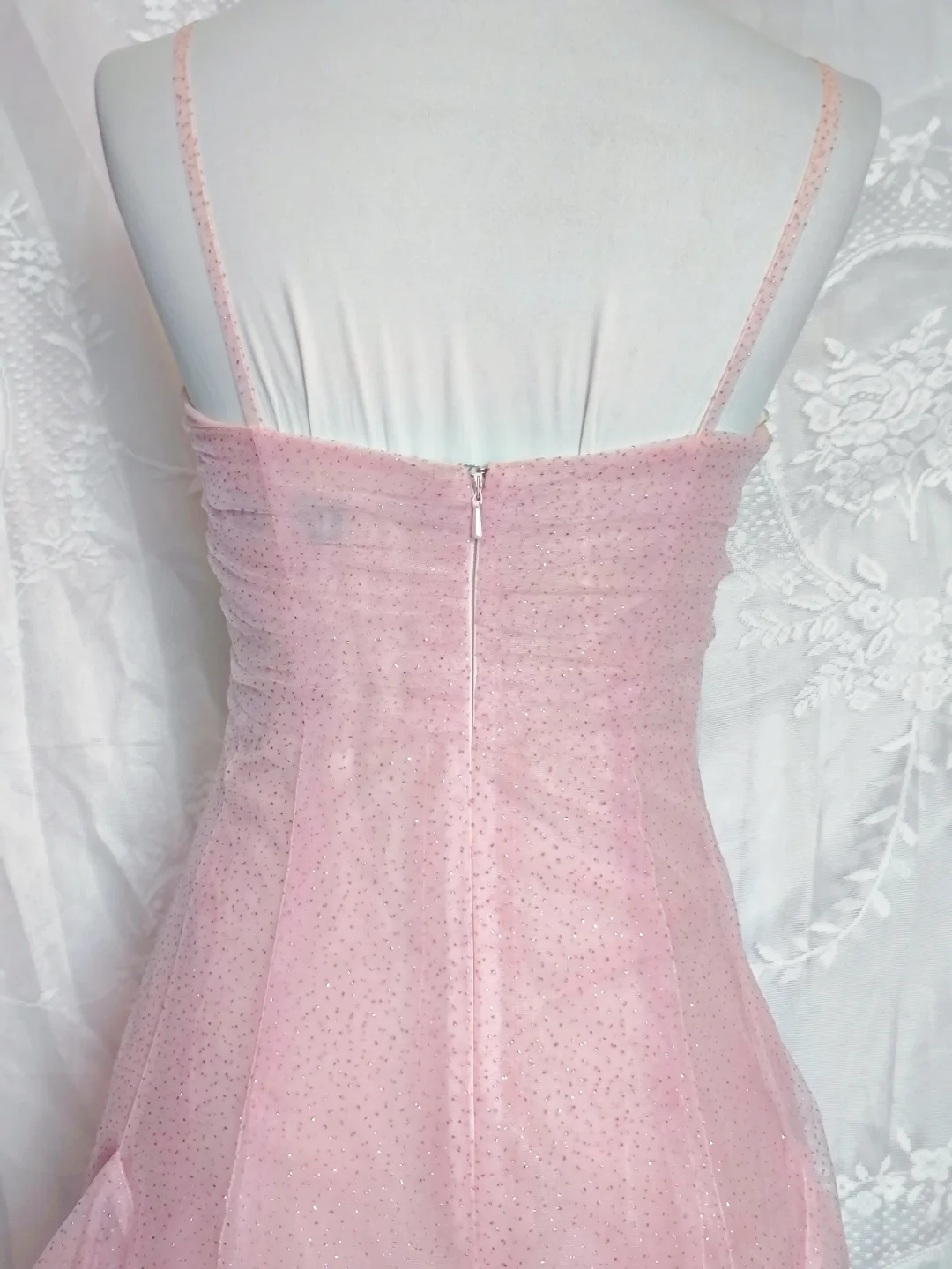Glitter Pink Tulle Sequins A Line Short Party Dress Homecoming Dress
