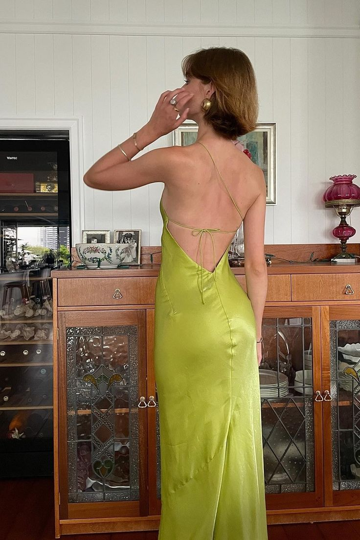 Unique Green One Shoulder Slit Mermaid Evening Dress,Backless Long Prom Party Dress