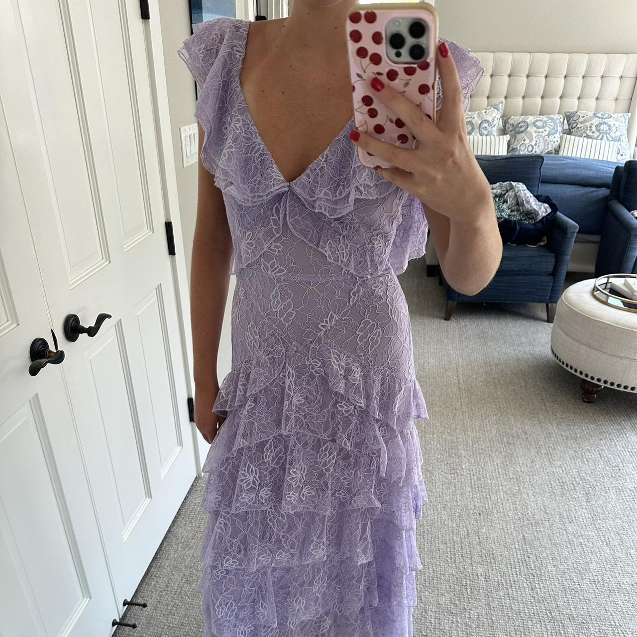 Purple Lace Long Prom Dress Backless Evening Dress Stunning Prom Dress