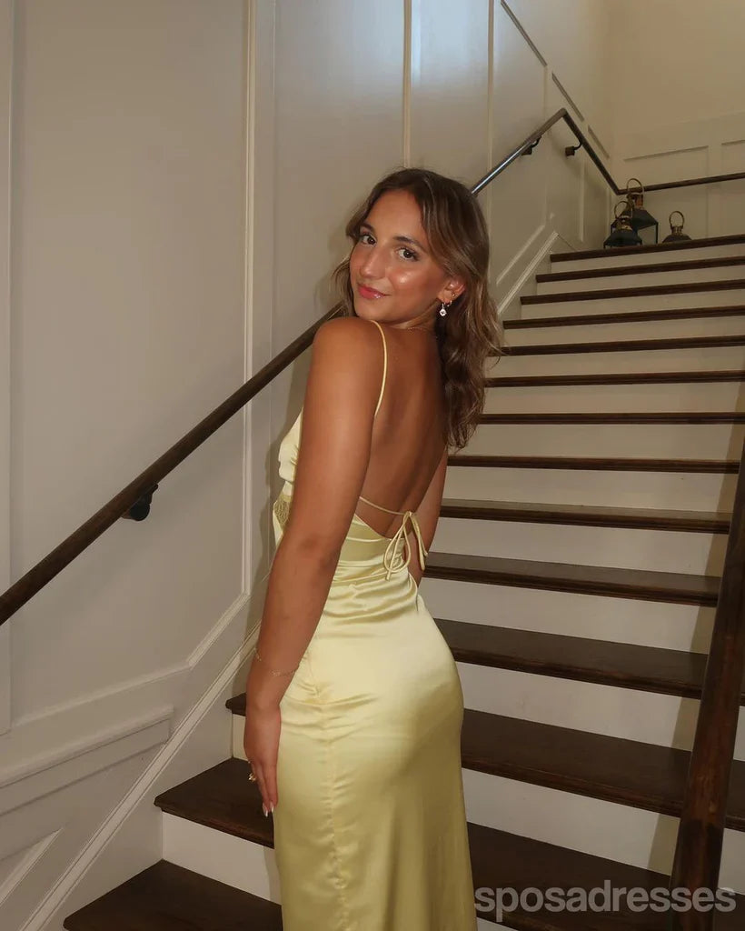 Sexy Yellow Mermaid Spaghetti Straps Long Party Prom Dresses Ideas,Evening Gowns