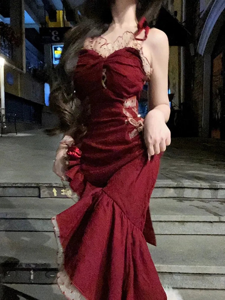 Evening Party Dresses Elegant Mermaid wine red stunning dress